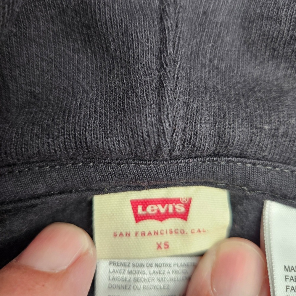 Levi's‎ Black Cropped Hoodie Sweatshirt with Logo Size XS - Picture 3 of 8